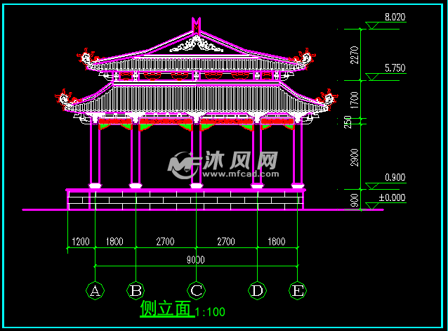 两个单层木结构闽南风格戏台仿古建筑方案图