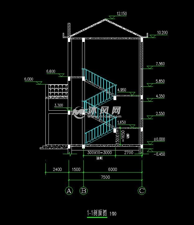三层办公楼建筑图纸