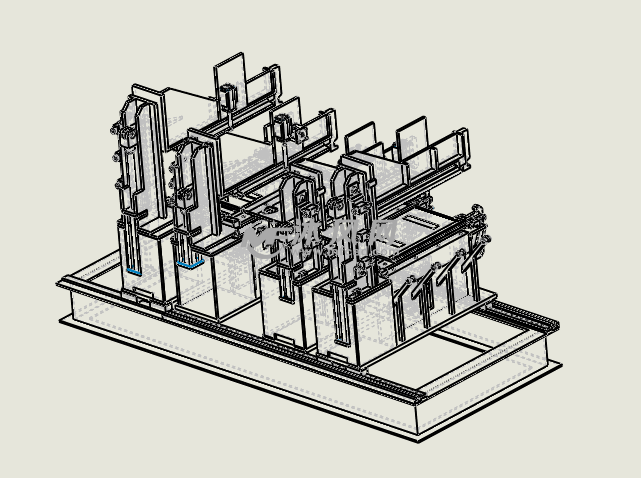 钣金门加紧机构模型线性结构图