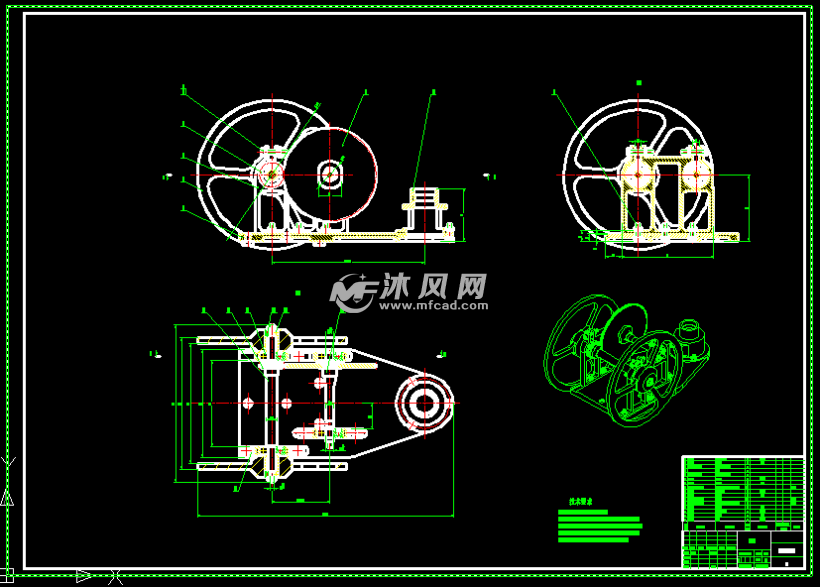 无碳小车行走机构装配图 - 机械设备图纸 - 沐风网