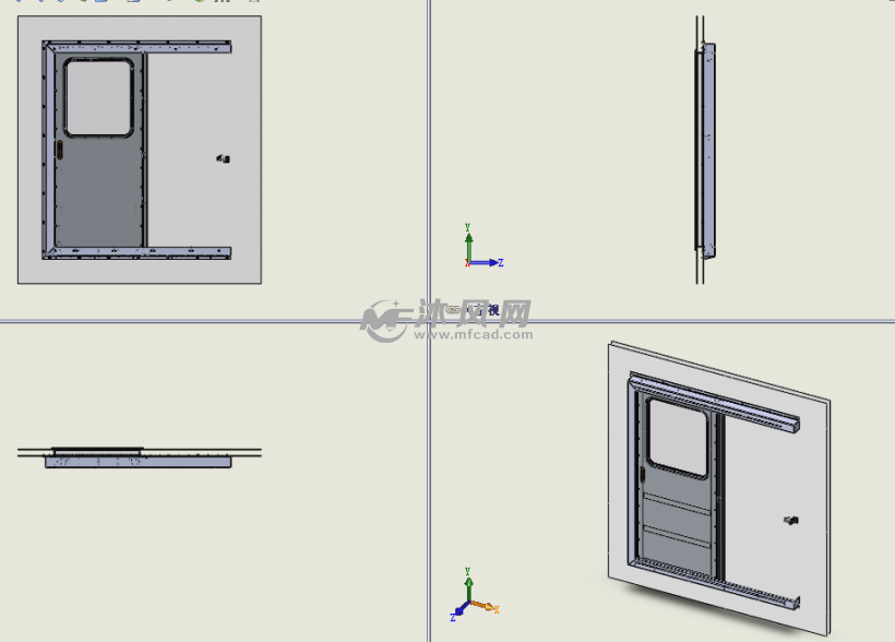 侧滑门模型图三视图