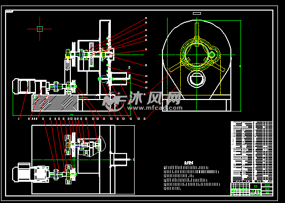鸡肉切片机cad图 - 机械加工图纸 - 沐风网