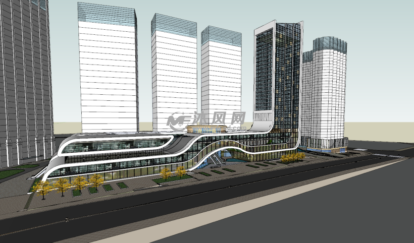 商业办公楼模型 - 建筑模型图纸 - 沐风网