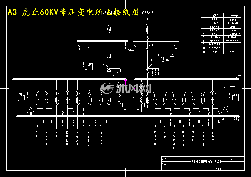 a3-虎丘60kv降压变电所主接线图