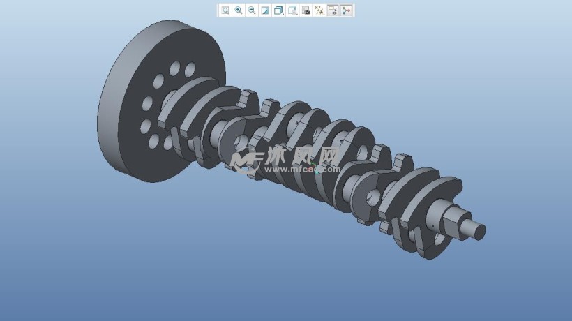 六缸发动机曲轴总图模型