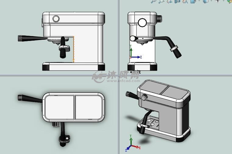 咖啡机模型三视图