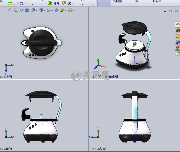 加热锅设计模型三视图