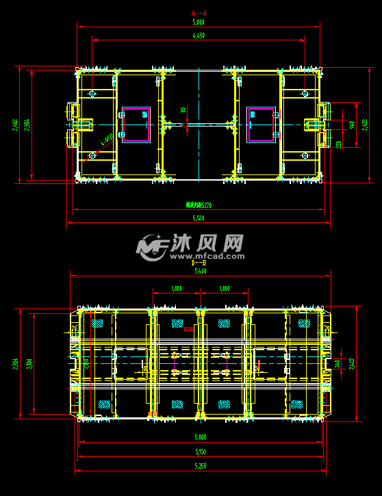 5吨900轨距2层4车立井提升罐笼 输送和提升设备图纸 沐风网