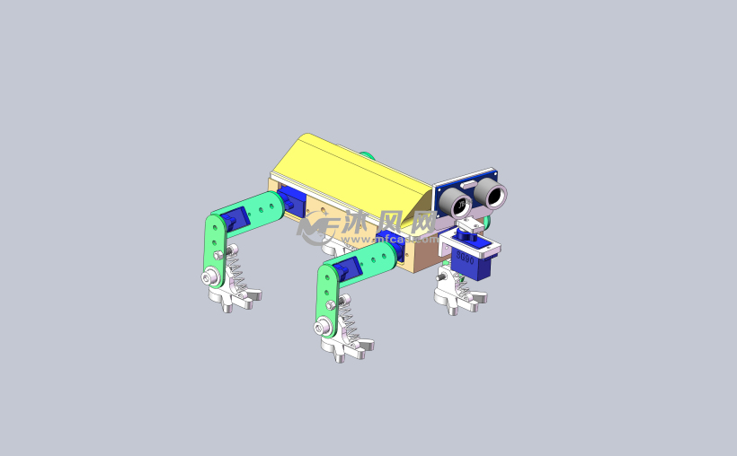 四足机械狗设计 - 机器人模型图纸 - 沐风网
