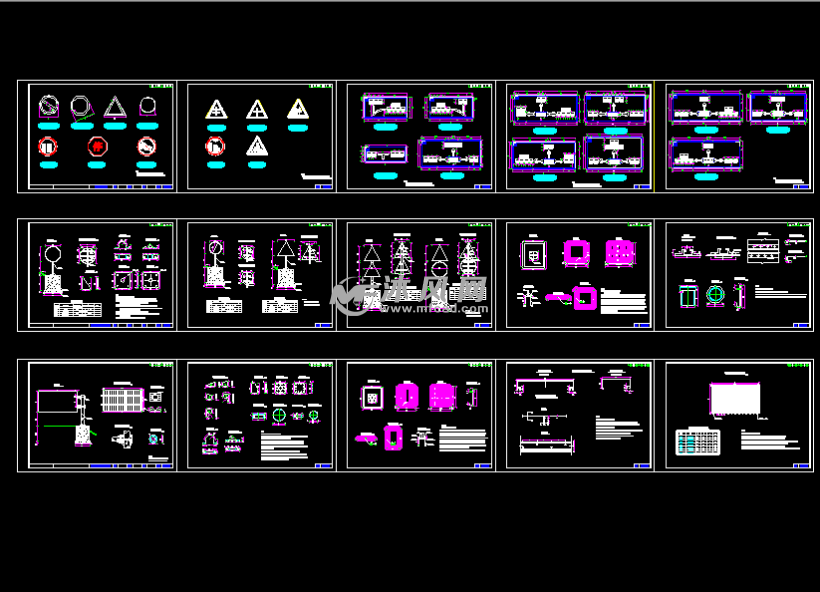 15张交通工程道路标志牌设计图纸