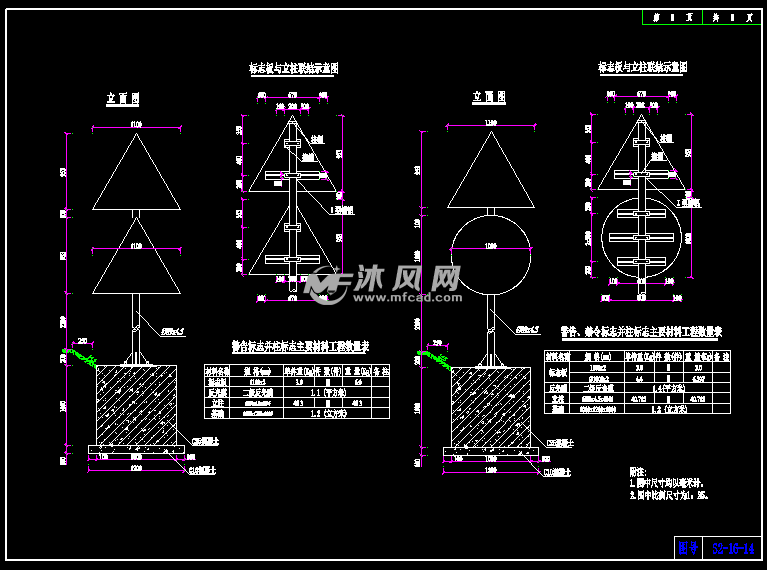 15张交通工程道路标志牌设计图纸