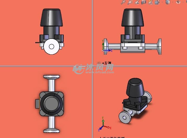 vg-cliper-bs-带夹22通隔膜阀三视图