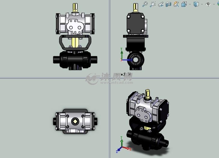 21型气动ta型球阀-插口端三视图