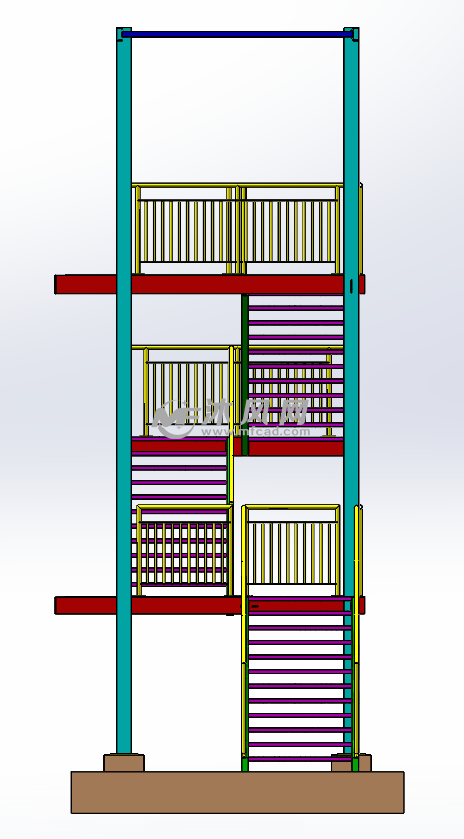 主视图等轴测图部分零件图部分零件图消防楼梯.sldasm-下消防楼梯.