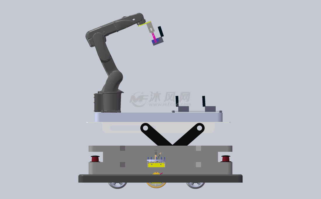 带机器人的剪刀叉举升agv