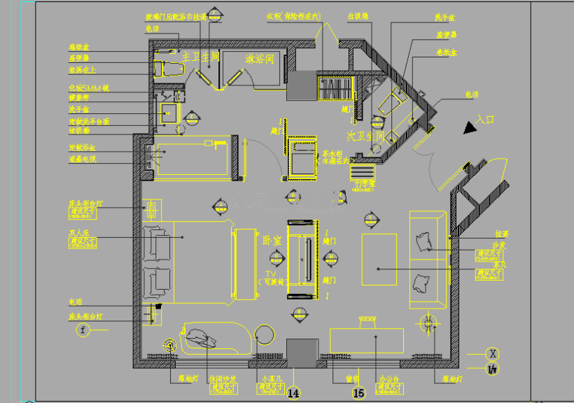 现代简约酒店行政套房室内装修设计施工图
