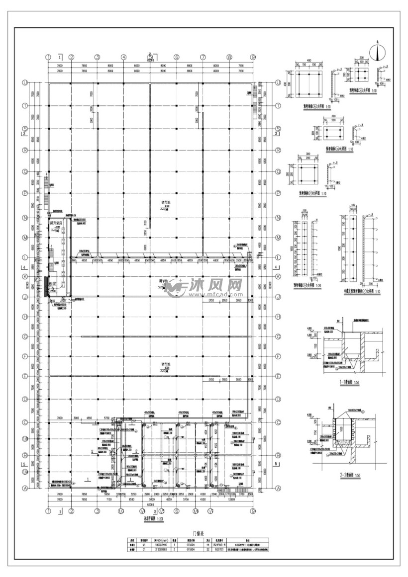 池底平面圖預氧化段,調節池,提升泵房(尺寸:123m×62m×7.