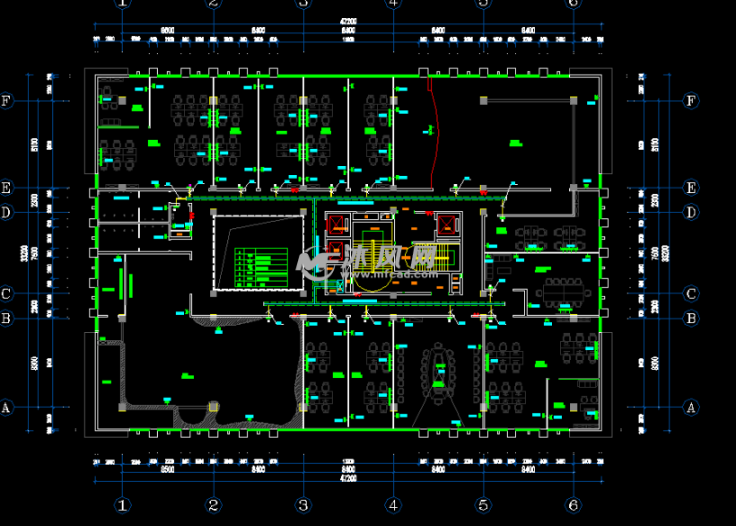 大型办公室标准施工图