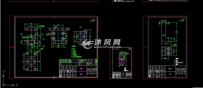 三種不同樣子活動支座連接結構零件圖