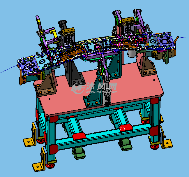 汽车零部件气动自动化焊装夹具,焊装夹具小车结构设计,夹具带推手可以