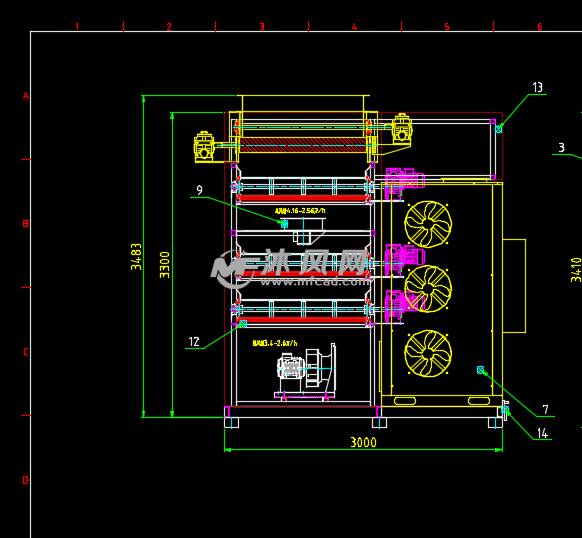 低温污泥干化机250kg总图—干化机主体 - 污水处理设备图纸 - 沐风网