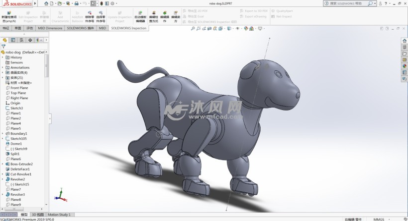 机器狗模型sw - 机器人模型图纸 - 沐风网