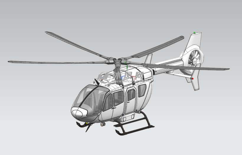 逼真直升機三維模型設計 - 航空航天圖紙 - 沐風網