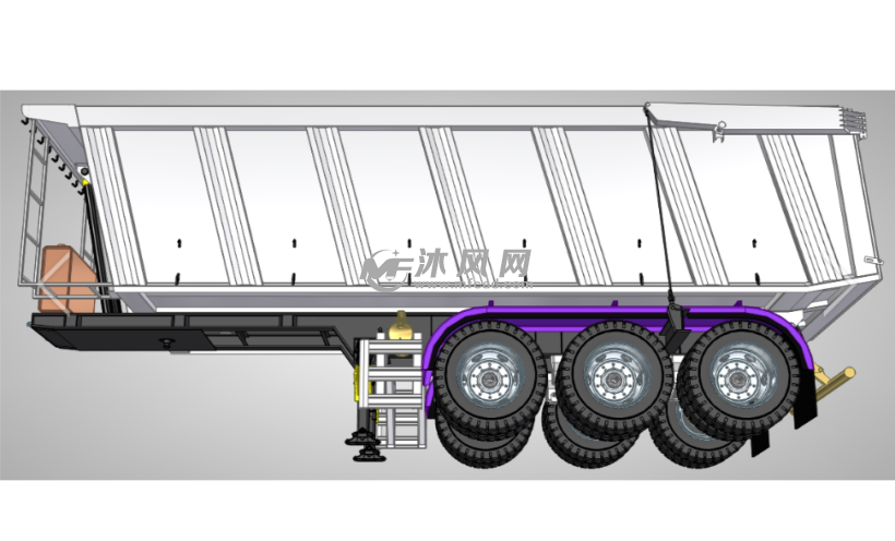 45立方3轴自卸半挂车模型