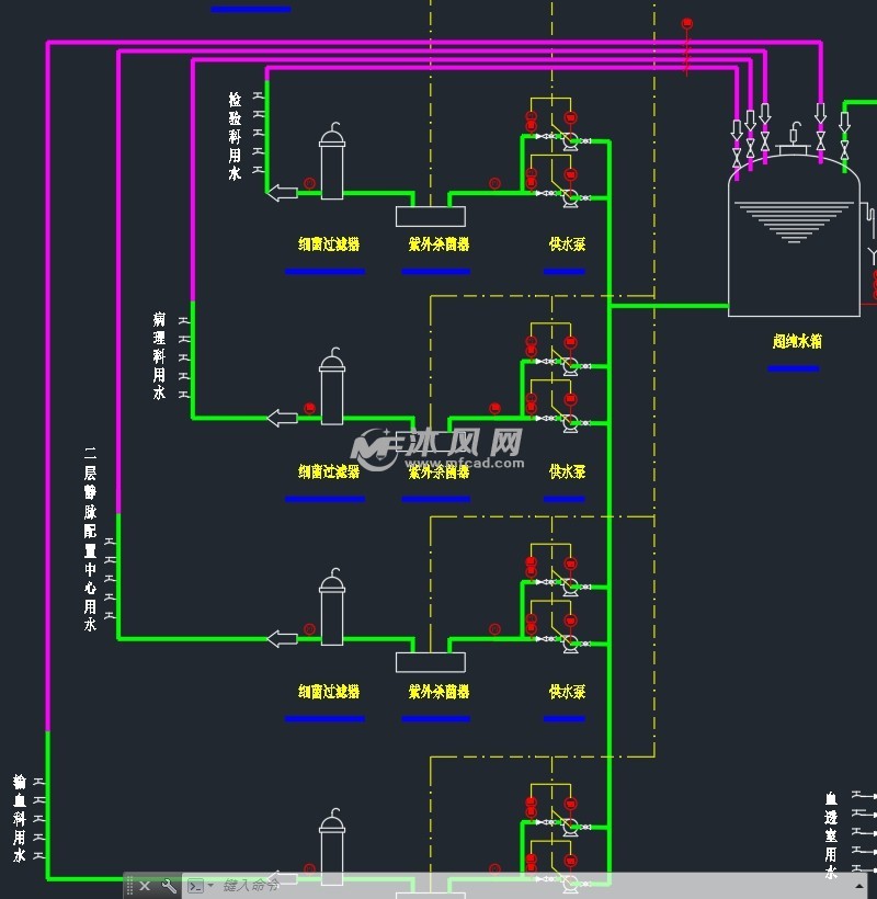 某医院中央纯水制备pid工艺系统设计图