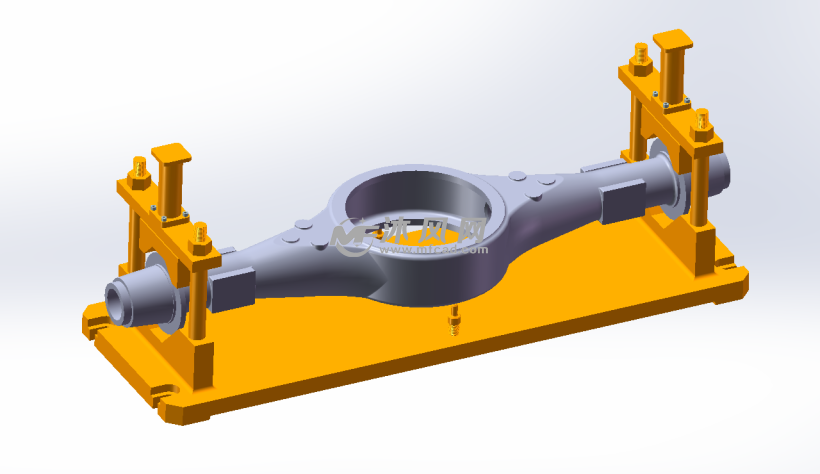 汽车后桥壳体铣面夹具三维模型设计 - 零部件模型图纸 - 沐风网