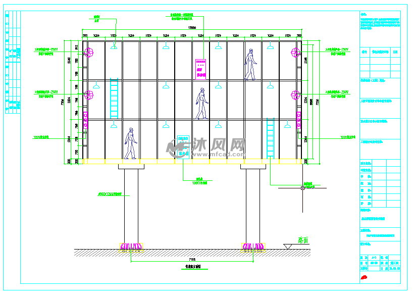 双立柱型led显示屏钢结构施工图