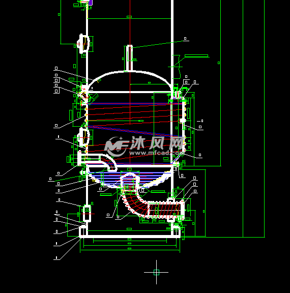 洗涤塔装配图 - 分离压力容器图纸 - 沐风网