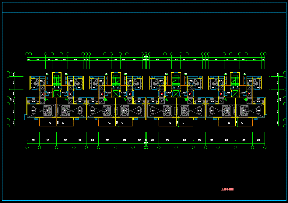 多层住宅楼五层平面图