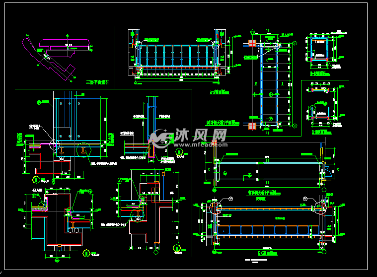 商场间钢结构中天桥连廊节点详图
