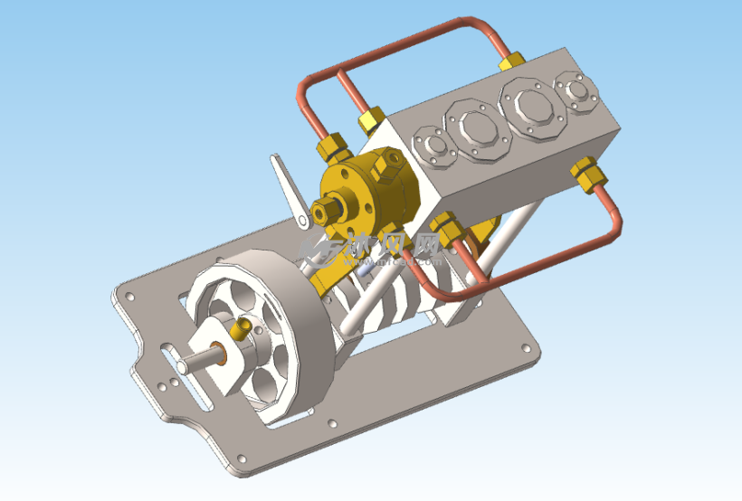 2缸立式船用蒸汽机结构模型