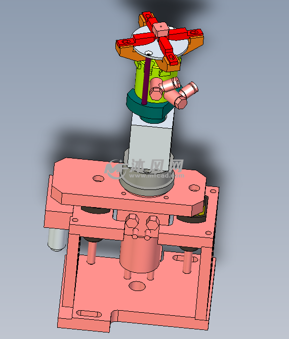 顶升旋转四爪压紧机构设计