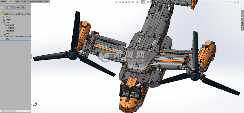 飞机侧后三维鱼鹰直升机 整体三维图鱼鹰直升机 轴测2020年下半年上市