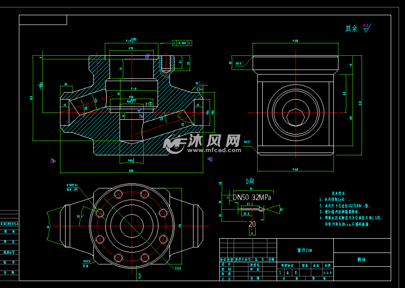 减温水调节阀二维图纸 - 阀体图纸 - 沐风网