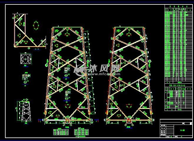 四角支腿钢架结构塔身 - 工程机械/建筑机械图纸 - 沐风网