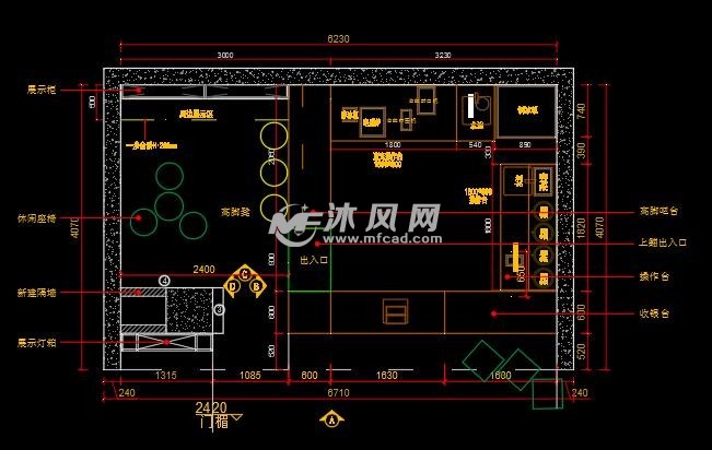 25平米奶茶店樣板間圖紙