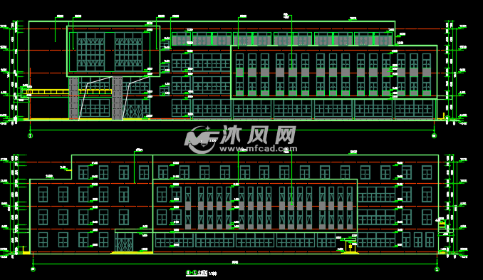 河南某學校4層框架結構餐廳建築及結構圖