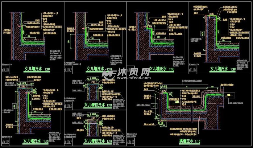 女兒牆泛水做法精品建築構造詳圖防水層做法節點總圖瀏覽該圖紙為建築