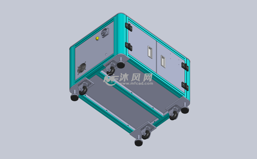 此模型可作为一般设备底座使用,主框架采用型材搭建,框架四角竖立型材
