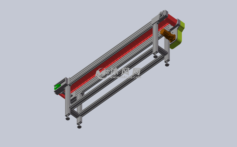 板链传送带三维图该三维图为板链输送带模型,链板输送机是一种以标准