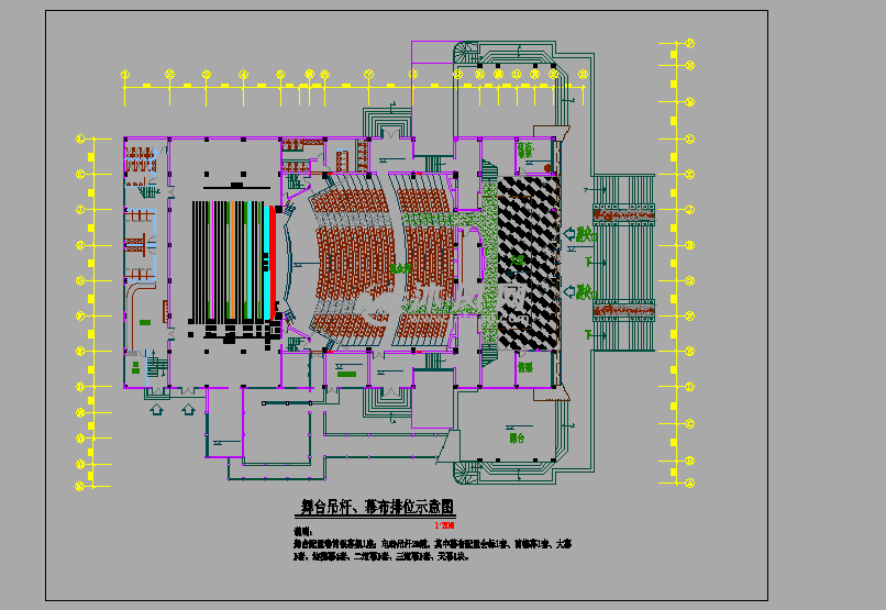 多功能影剧院及舞台装修图含声学及舞台设备- 商业综合建筑图纸