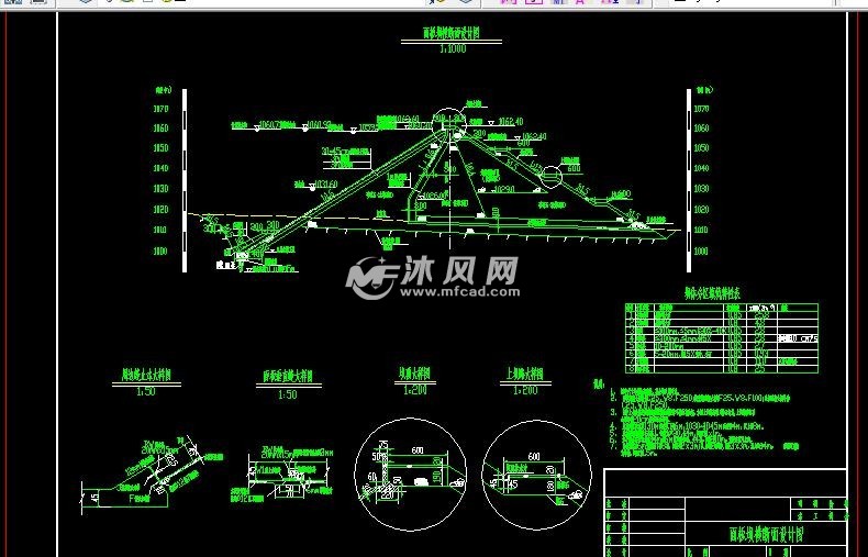 板墙坝面结构断面图