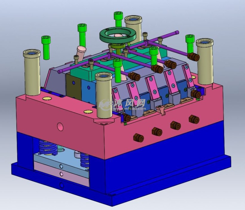 注塑洗衣机卡管的滑块上出斜顶的模具