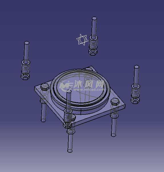 减震球型支座8000固定 - 小五金模型图纸 - 沐风网