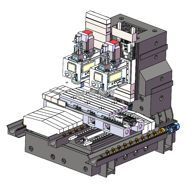 双主轴数控铣床 - 机械加工图纸 - 沐风网