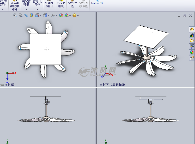 吊顶式风扇设计模型 - 家用电器图纸 - 沐风网